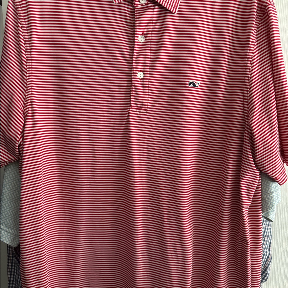 Vineyard Vines Red and White Striped Polo